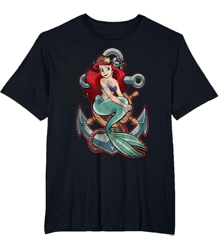 Amazon.com: Men's The Little Mermaid Ariel Vintage Anchor T-Shirt